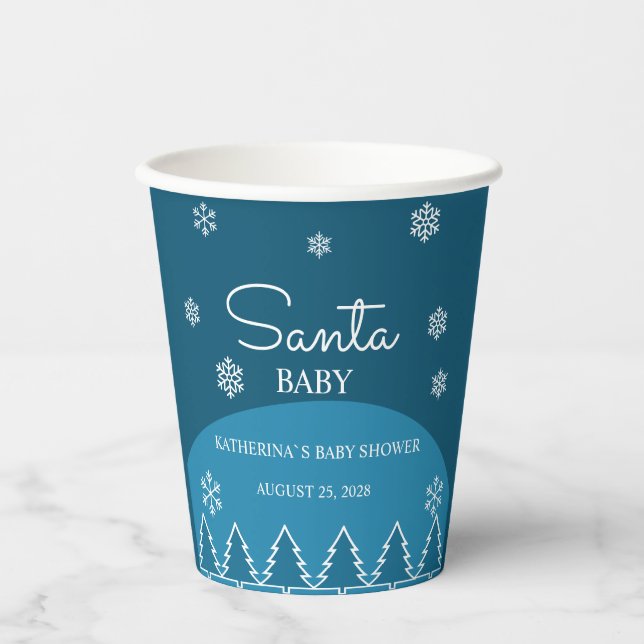 Navy blue Christmas snowflake  holiday moments  Paper Cups (Front)