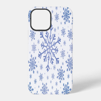 Navy Blue Christmas Snowflakes on Winter White iPhone 12 Pro Case