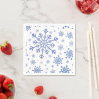 Navy Blue Christmas Snowflakes on Winter White