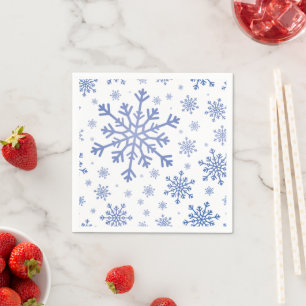 Navy Blue Christmas Snowflakes on Winter White Napkin