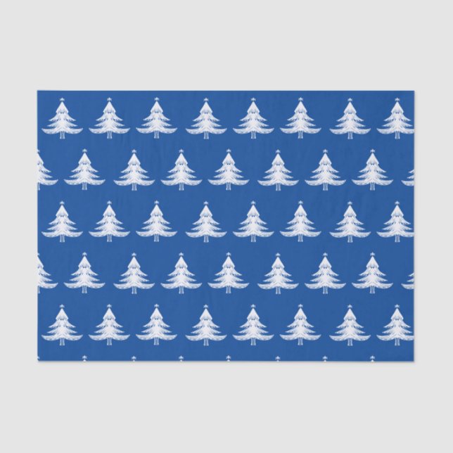 Navy Blue Christmas Tree  Tissue Paper (Front)