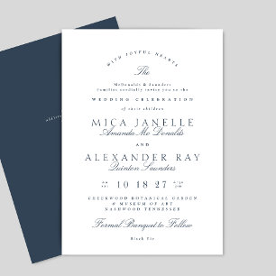 Navy Blue Classic Elegant Calligraphy Formal Invitation