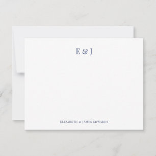 Navy Blue Classic Elegant Couple Initials Card