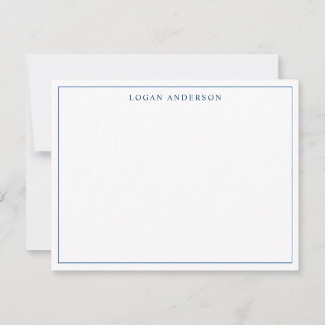 Navy Blue Classic Formal Elegant Chic Thin Border Card (Front)
