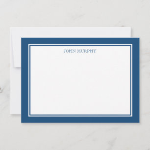 Navy Blue Classic Frame Thank you Flat Note Card