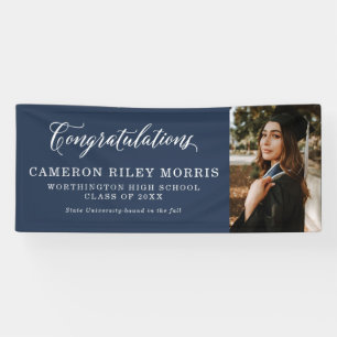 Navy blue classic graduation banner