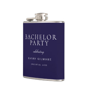 Navy Blue Classic Mens Bachelor Party Gift Hip Flask