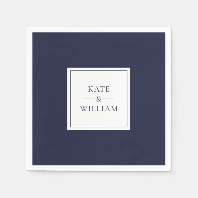 Navy Blue Classic Modern Wedding Napkin (Front)
