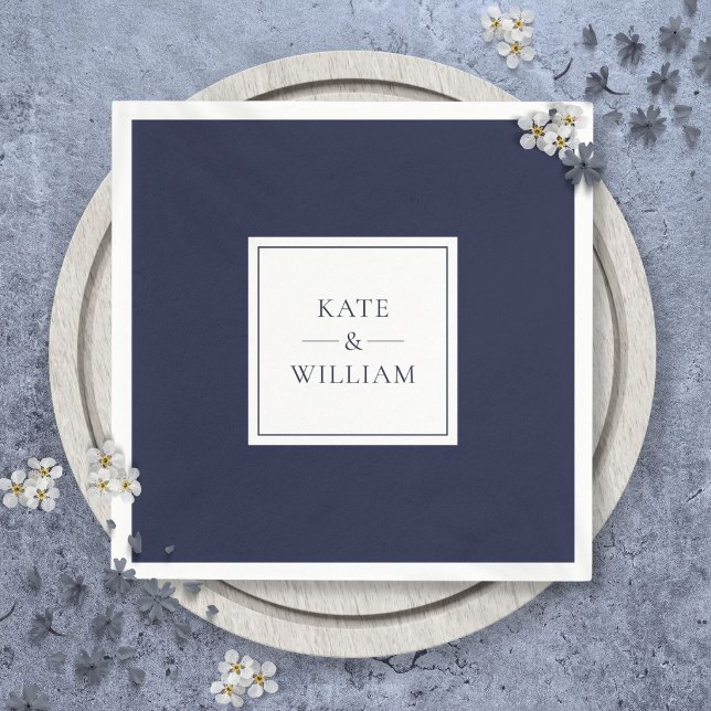 Navy Blue Classic Modern Wedding Napkin (Navy Blue Classic Modern Wedding Napkins)