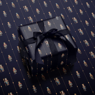 Navy blue classic nutcracker wrapping paper
