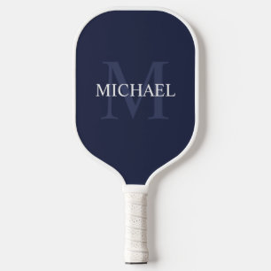 Navy Blue Classic Personalized Monogram and Name Pickleball Paddle