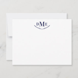 Navy Blue Classic Wheat 3 Initial Monogram Card