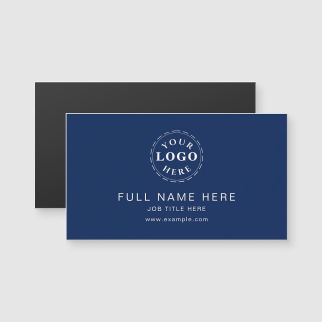 Navy Blue Clean Design Magnetic Business Card (Front/Back)