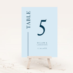 Navy Blue Clean Line Wedding Table Number