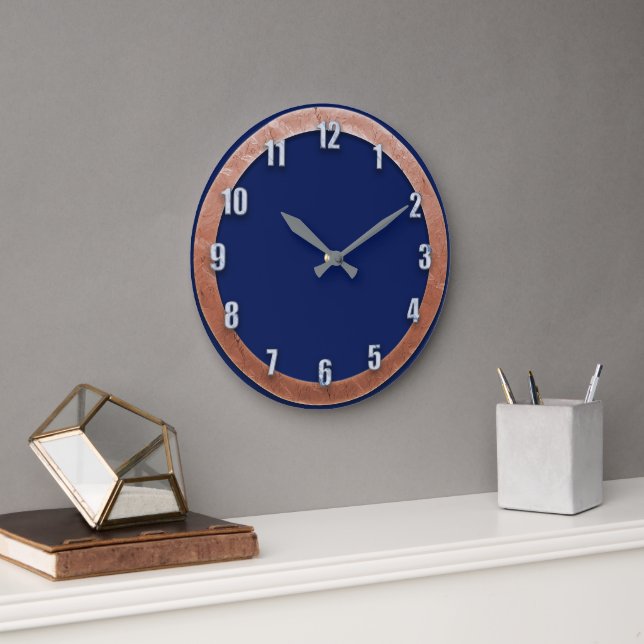 Navy Blue Clock With Marble Numbers (Office)