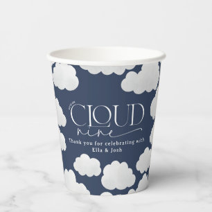 Navy Blue cloud nine shower modern stylish Paper Cups