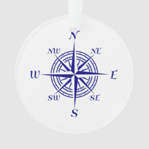 Navy Blue Coastal Decor Compass Rose Ornament