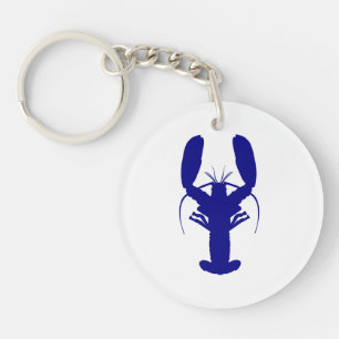 Navy Blue Coastal Decor Lobster Key Ring