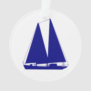 Navy Blue Coastal Decor Sailboat Ornament