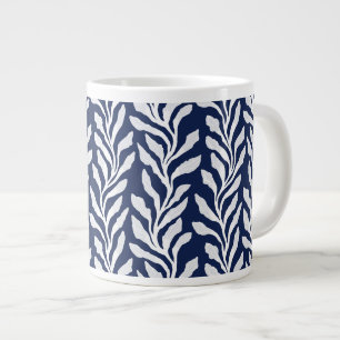 Navy Blue Coastal Modern Organic Seaweed Large Coffee Mug