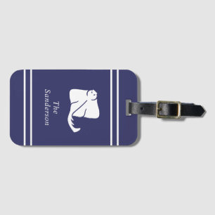 Navy Blue Coastal Nautical Stingray Manta Ray Door Luggage Tag