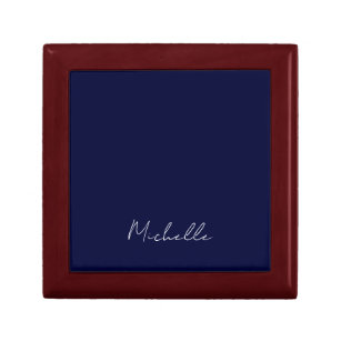 Navy Blue Color Plain Modern Own Name Calligraphy Gift Box