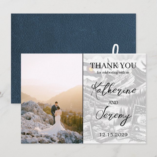 Navy Blue Colorado Passport Thank You Card (Front/Back)