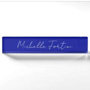 Navy Blue Colour Plain Modern Own Name Calligraphy Nameplate