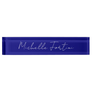 Navy Blue Colour Plain Modern Own Name Calligraphy Nameplate