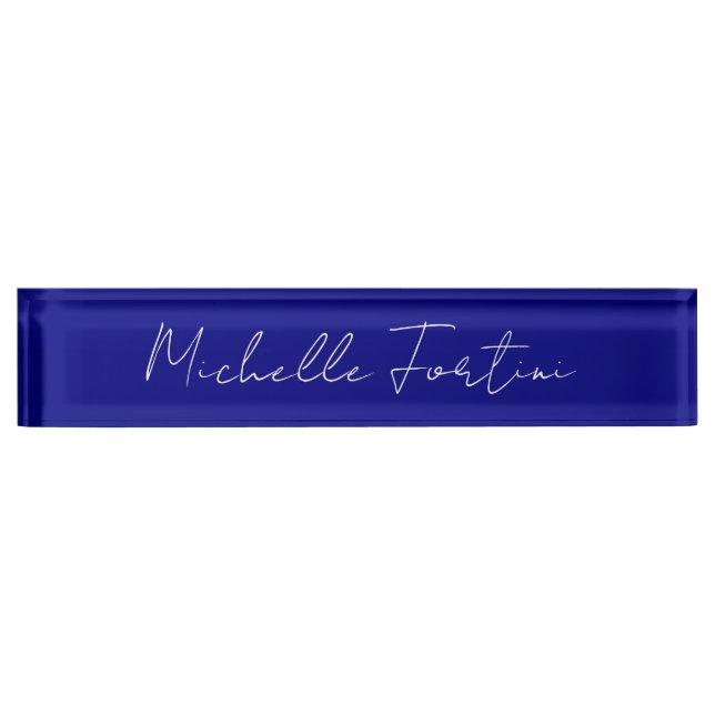Navy Blue Colour Plain Modern Own Name Calligraphy Nameplate (Front)
