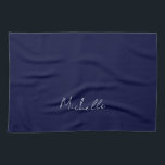 Navy Blue Colour Plain Modern Own Name Calligraphy Tea Towel<br><div class="desc">This product was very good and I love how easy it is for customise design. The design was very simple so I'm very pleased when I create.</div>