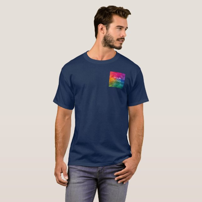 Navy Blue Colour Template Personalise Upload Logo T-Shirt (Front Full)