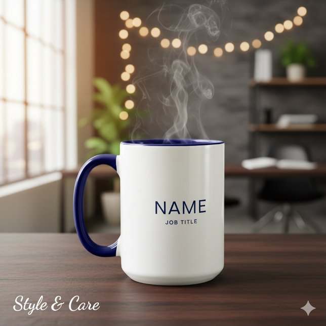 Navy Blue Combo Mug Styled With Custom Name Print (Navy Blue Combo Mug Styled With Custom Name Print Art)