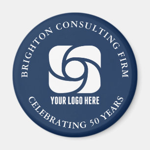 Navy Blue Company Logo Custom Business Magnet