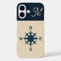 navy blue compass with Monogram Beige Coastal
