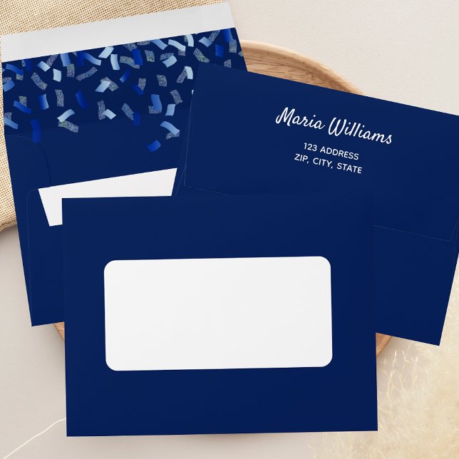Navy blue confetti envelope (Creator Uploaded)