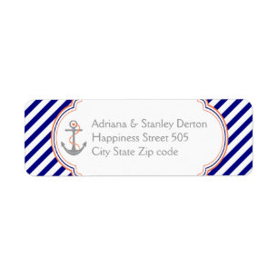 Navy blue, coral anchor nautical wedding