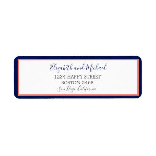 Navy Blue Coral Elegant Modern Chic Wedding