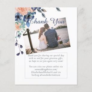 Navy Blue Coral Orange Wedding Thank You