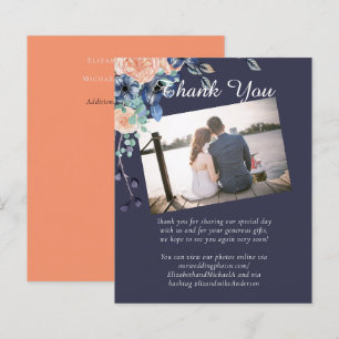 Navy Blue Coral Orange Wedding Thank You