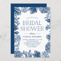 Navy Blue Coral Reefs Frame Nautical Bridal Shower