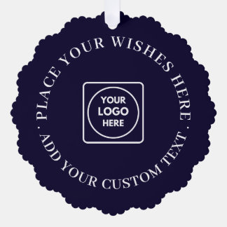 Navy Blue Corporate Christmas Business Logo Design Tree Decoration Card