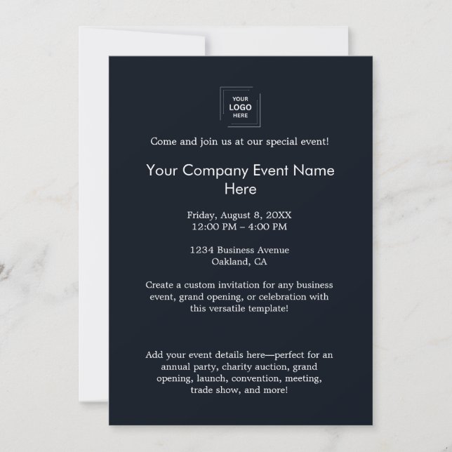 Navy Blue Corporate Event Branding Design Invitation (Front)