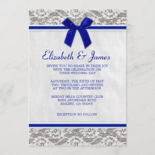 Navy Blue Country Lace Wedding Invitations