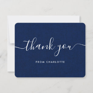 Navy Blue Country Wedding Bridal Shower Birthday Thank You Card