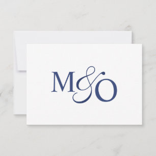 Navy Blue Couple Ampersand Monogram Card
