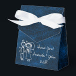 Navy Blue Couple Wedding Favor Thank You Favour Box<br><div class="desc">Personalized elegant blue navy chalkboard with a image of sweet new weddings. 
White ribbon decorates the thank you favor - gift</div>