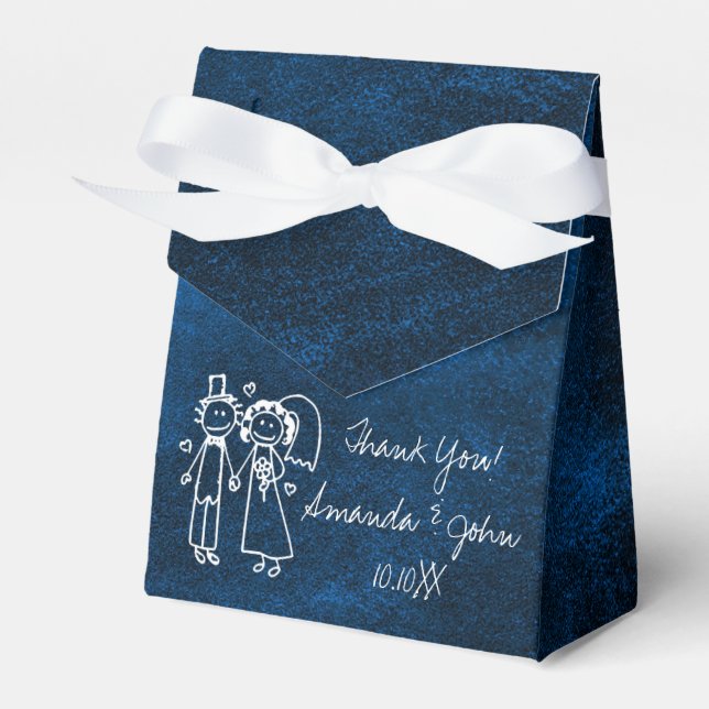 Navy Blue Couple Wedding Favor Thank You Favour Box (Front Side)