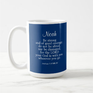 Navy Blue Courage Bible Verse Custom Name Simple Coffee Mug