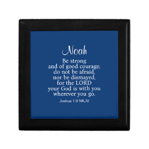 Navy Blue Courage Bible Verse Custom Name Simple Gift Box